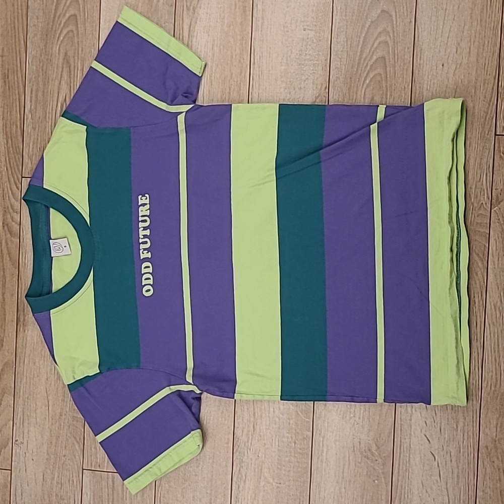 OFWGKTA Odd Future Green Purple Striped Embroidered Mens Small‎ T Shirt